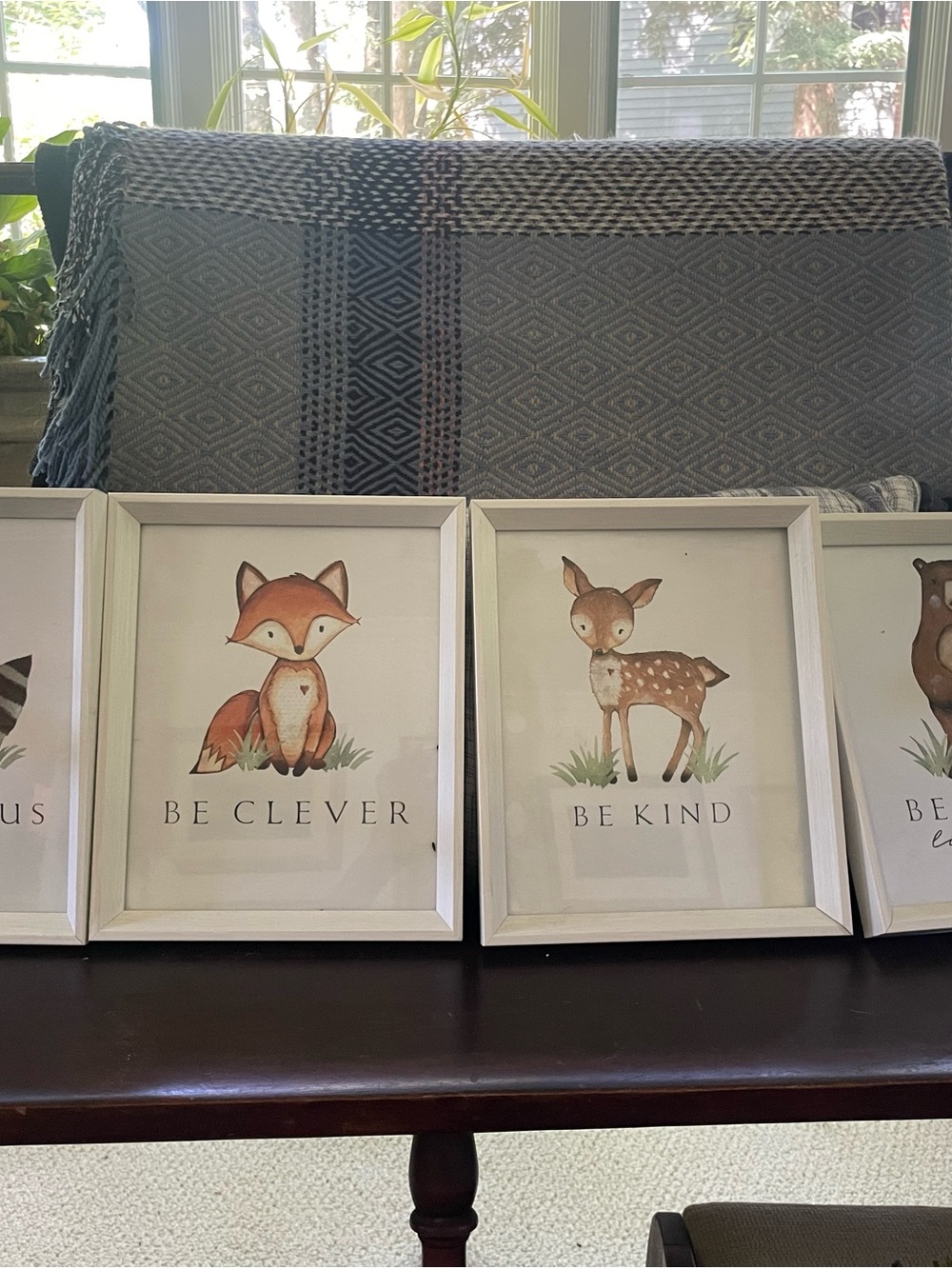 Be Clever / Be Kind Woodland Framed Prints in White